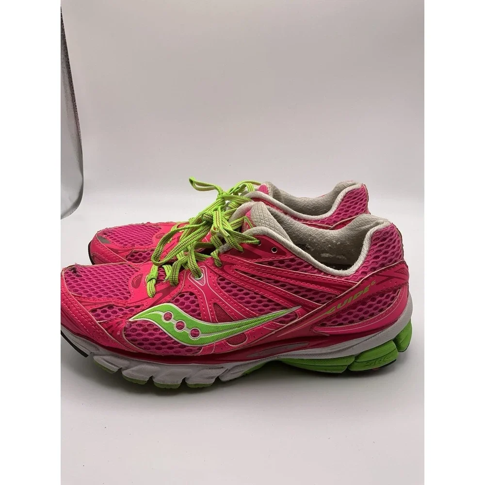 Saucony Guide Womens 9.5 Pink Green Running Shoes Athletic Sneakers